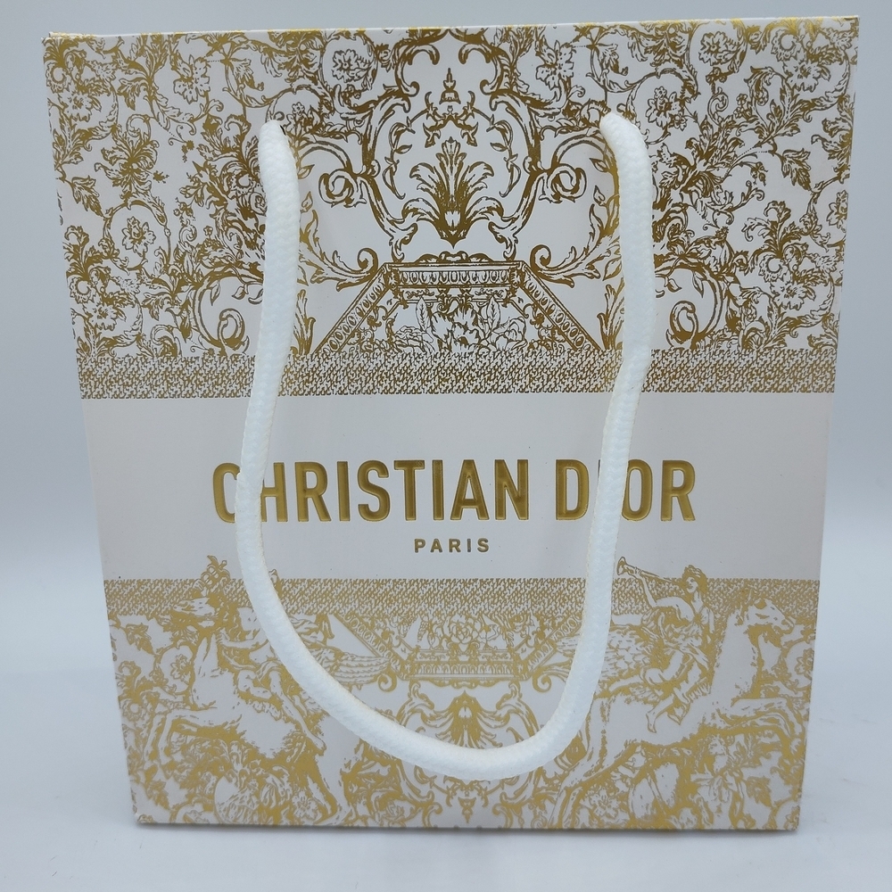 Dior Gold Toile de Jouy Gift Bag 2022–2023 Luxury Boutique Packaging Pristine